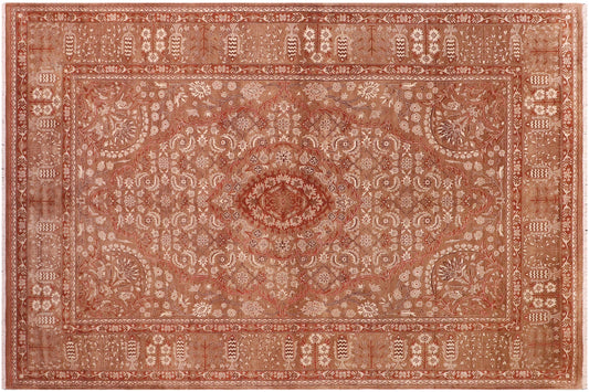 handmade Traditional Tajdar Brown Brown Hand Knotted RECTANGLE 100% WOOL area rug 6x9