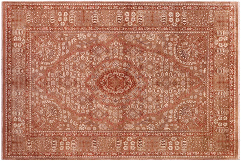 handmade Traditional Tajdar Brown Brown Hand Knotted RECTANGLE 100% WOOL area rug 6x9