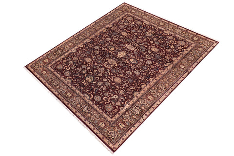 handmade Transitional Abasi Afsha Aubergine Dark Brown Hand Knotted RECTANGLE 100% WOOL area rug 6x9