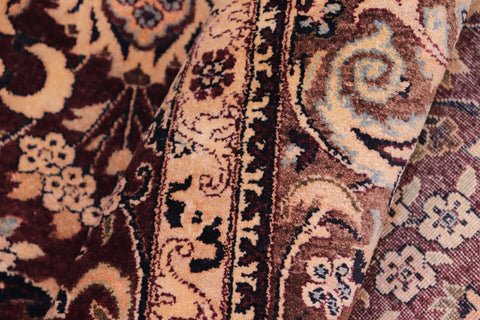 handmade Transitional Abasi Afsha Aubergine Dark Brown Hand Knotted RECTANGLE 100% WOOL area rug 6 x 9