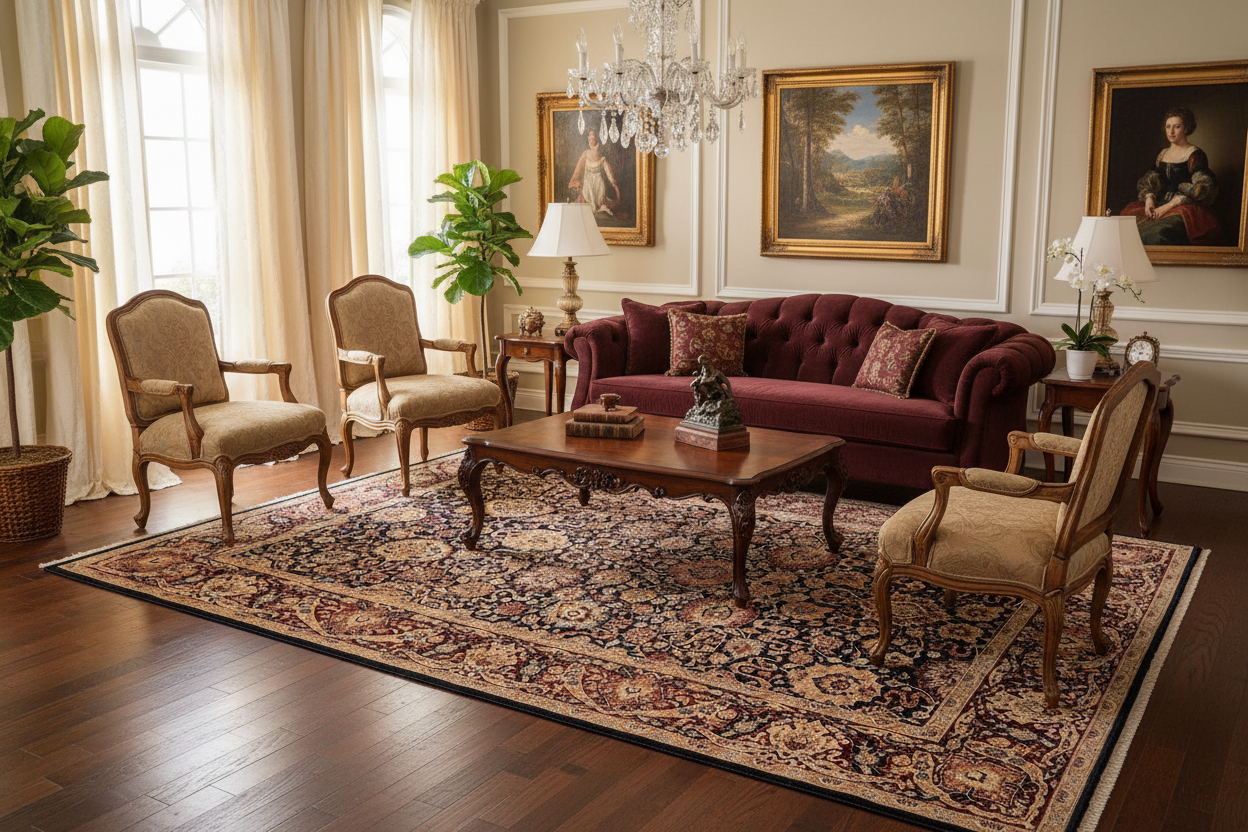 handmade Transitional Anmol Agra Drk. Blue Aubergine Hand Knotted RECTANGLE 100% WOOL area rug 6x9