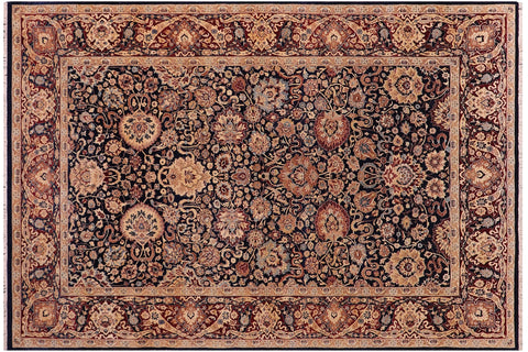 handmade Transitional Anmol Agra Drk. Blue Aubergine Hand Knotted RECTANGLE 100% WOOL area rug 6x9