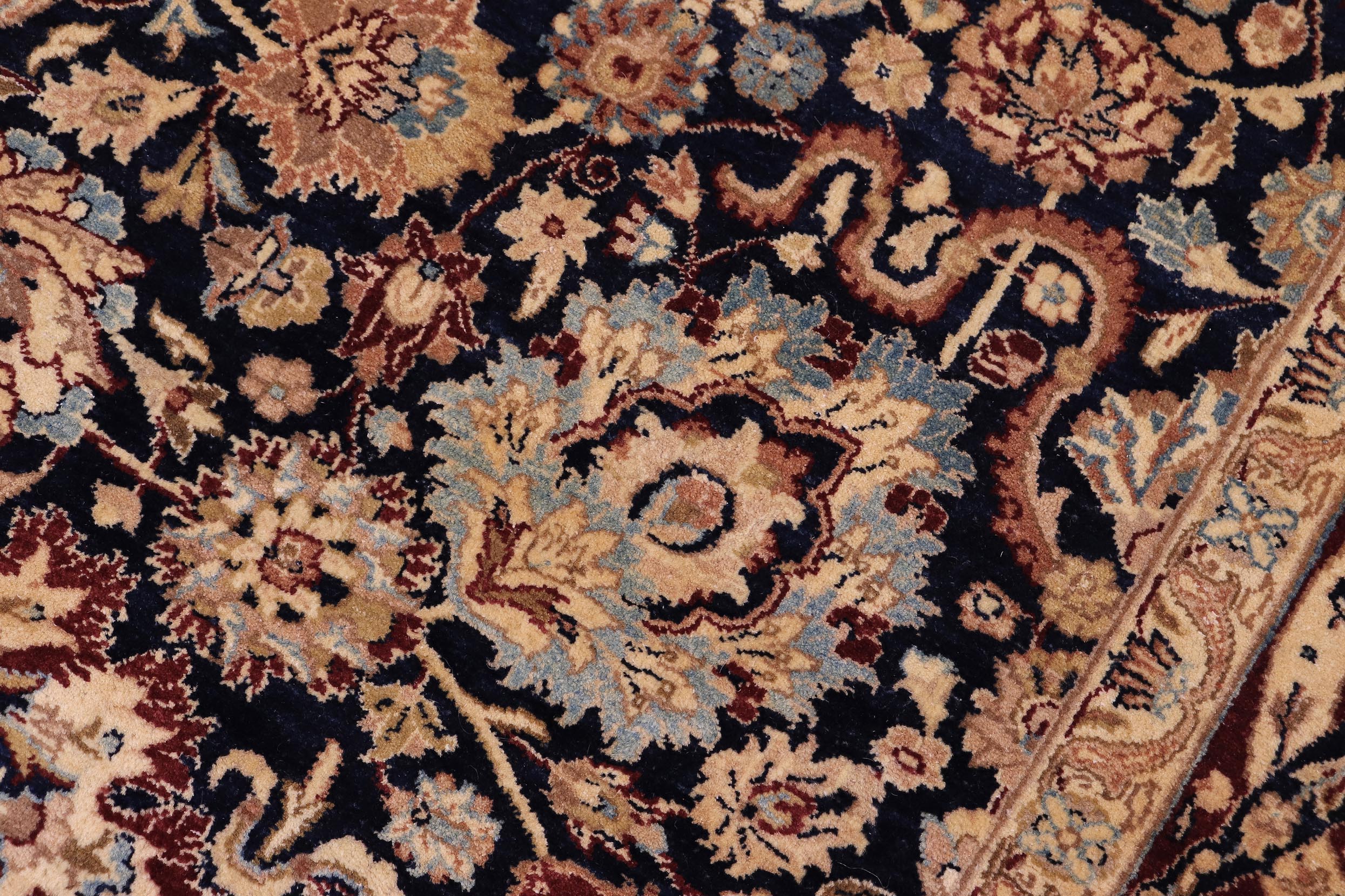 handmade Transitional Anmol Agra Drk. Blue Aubergine Hand Knotted RECTANGLE 100% WOOL area rug 6x9