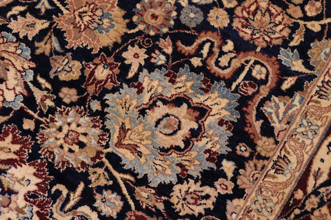 handmade Transitional Anmol Agra Drk. Blue Aubergine Hand Knotted RECTANGLE 100% WOOL area rug 6x9