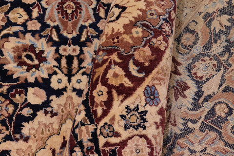 handmade Transitional Anmol Agra Drk. Blue Aubergine Hand Knotted RECTANGLE 100% WOOL area rug 6x9