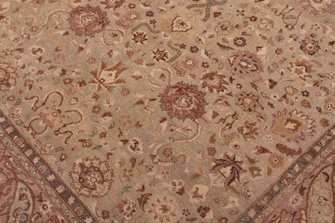 handmade Transitional Kashan Lt. Green Tan Hand Knotted RECTANGLE 100% WOOL area rug 6x9