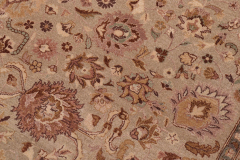 handmade Transitional Kashan Lt. Green Tan Hand Knotted RECTANGLE 100% WOOL area rug 6x9