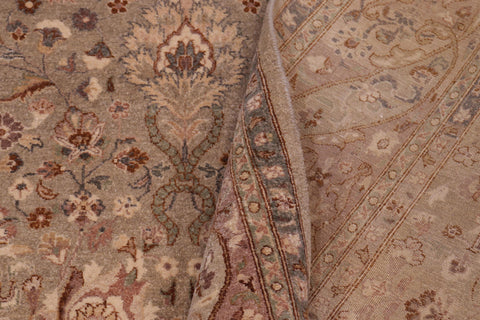 handmade Transitional Kashan Lt. Green Tan Hand Knotted RECTANGLE 100% WOOL area rug 6x9