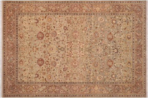 handmade Transitional Kashan Lt. Green Tan Hand Knotted RECTANGLE 100% WOOL area rug 6x9