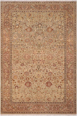 Traditional Kashan Monica Lt. Green Tan Hand Knotted Area rugs 6 x 9