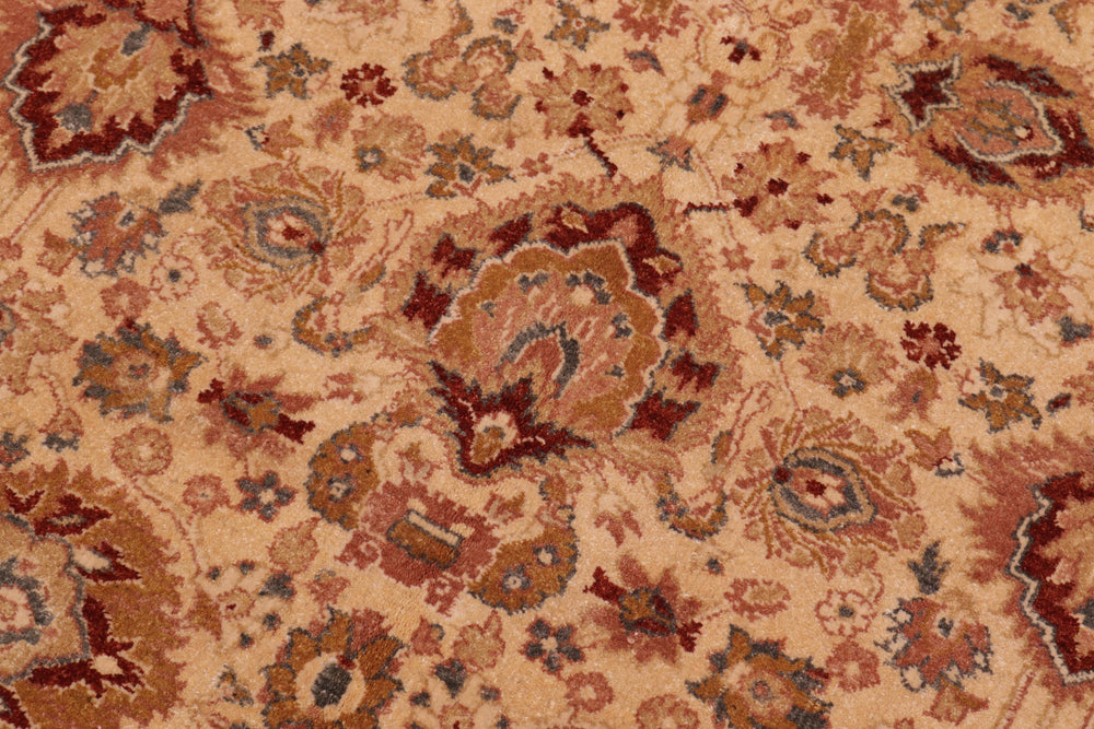 handmade Traditional Lahore Gold Lt. Green Hand Knotted RECTANGLE 100% WOOL area rug 6' x 9'
