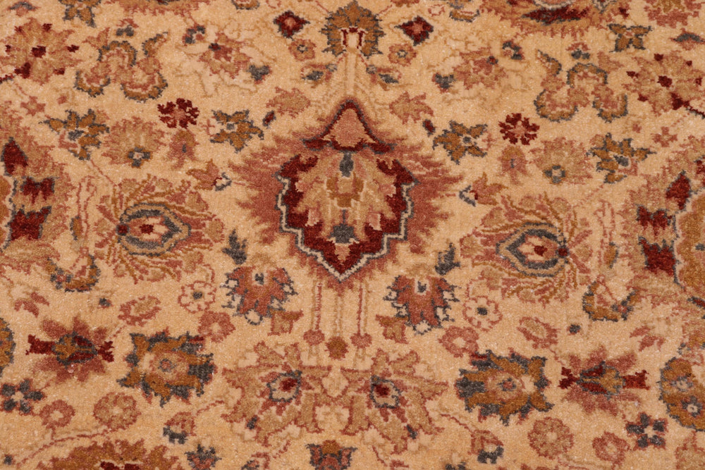 handmade Traditional Lahore Gold Lt. Green Hand Knotted RECTANGLE 100% WOOL area rug 6' x 9'