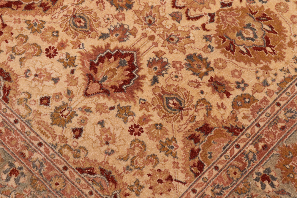 handmade Traditional Lahore Gold Lt. Green Hand Knotted RECTANGLE 100% WOOL area rug 6' x 9'