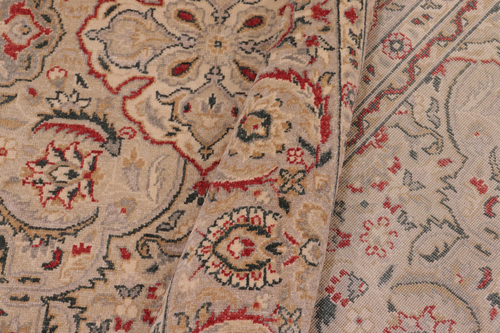 handmade Traditional Tabriz Lt. Gray Lt. Gray Hand Knotted RECTANGLE 100% WOOL area rug 6' x 9'