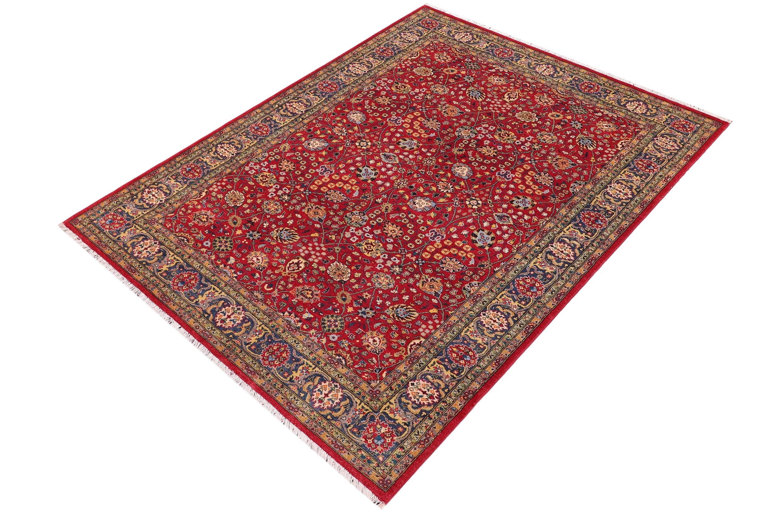 handmade Traditional  Red Teal Blue Hand Knotted RECTANGLE 100% WOOL area rug 6' x 9'