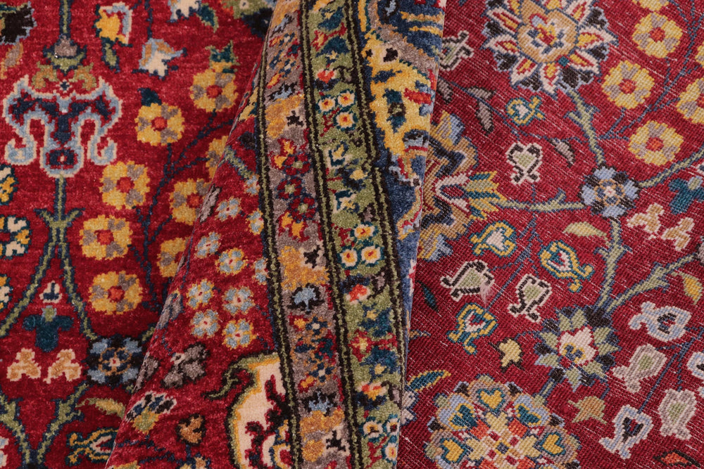 handmade Traditional  Red Teal Blue Hand Knotted RECTANGLE 100% WOOL area rug 6' x 9'