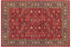 handmade Traditional  Red Teal Blue Hand Knotted RECTANGLE 100% WOOL area rug 6' x 9'