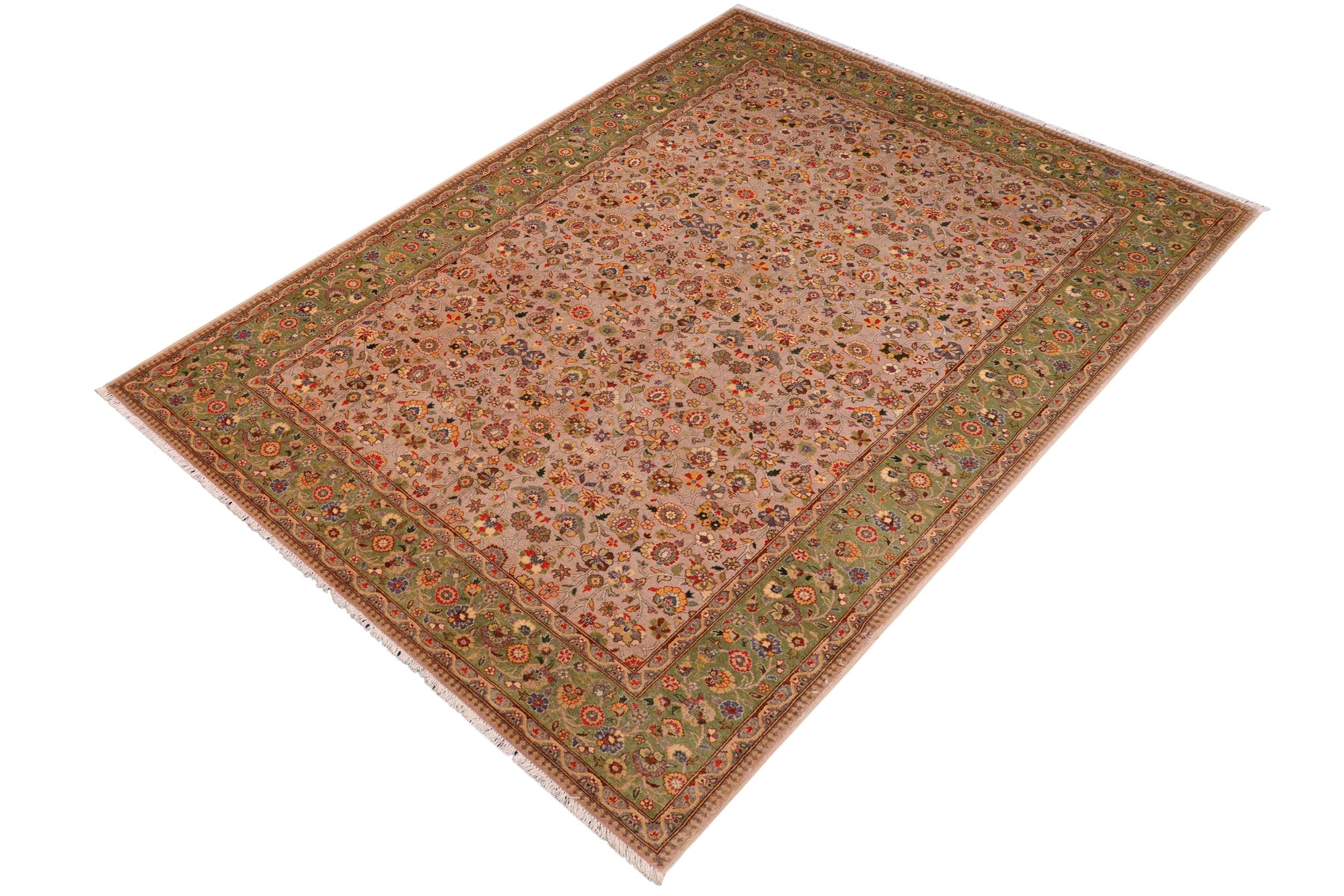 handmade Transitional  Lt. Gray Lt. Green Hand Knotted RECTANGLE 100% WOOL area rug 6' x 9'