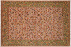 handmade Transitional  Lt. Gray Lt. Green Hand Knotted RECTANGLE 100% WOOL area rug 6' x 9'