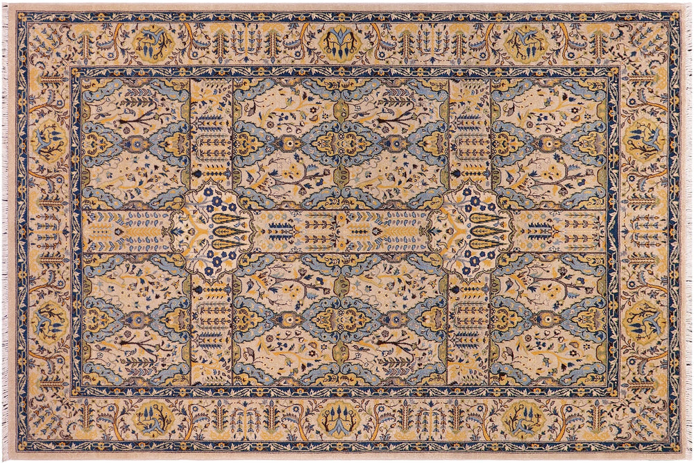handmade Transitional Design Lt. Gray Lt. Gray Hand Knotted RECTANGLE 100% WOOL area rug 6' x 9'