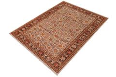 handmade Traditional  Tan Charcoal Hand Knotted RECTANGLE 100% WOOL area rug 6' x 9'