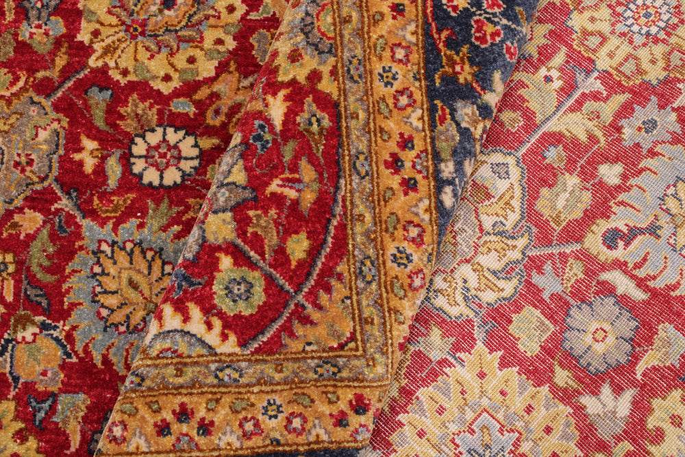 handmade Transitional Design Red Teal Hand Knotted RECTANGLE 100% WOOL area rug 6' x 9'