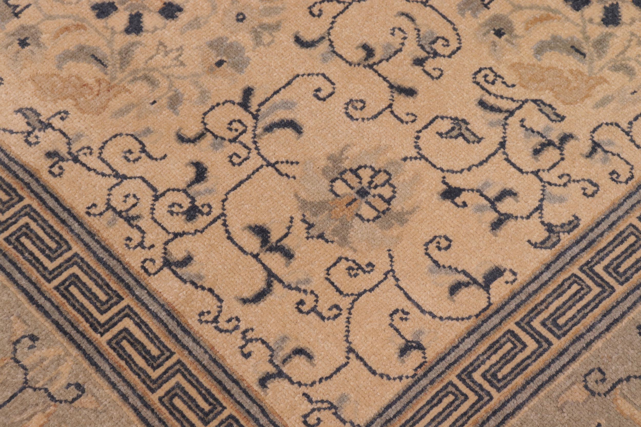 handmade Transitional Kafkaz Tan Green Hand Knotted RECTANGLE 100% WOOL area rug 6' x 9'