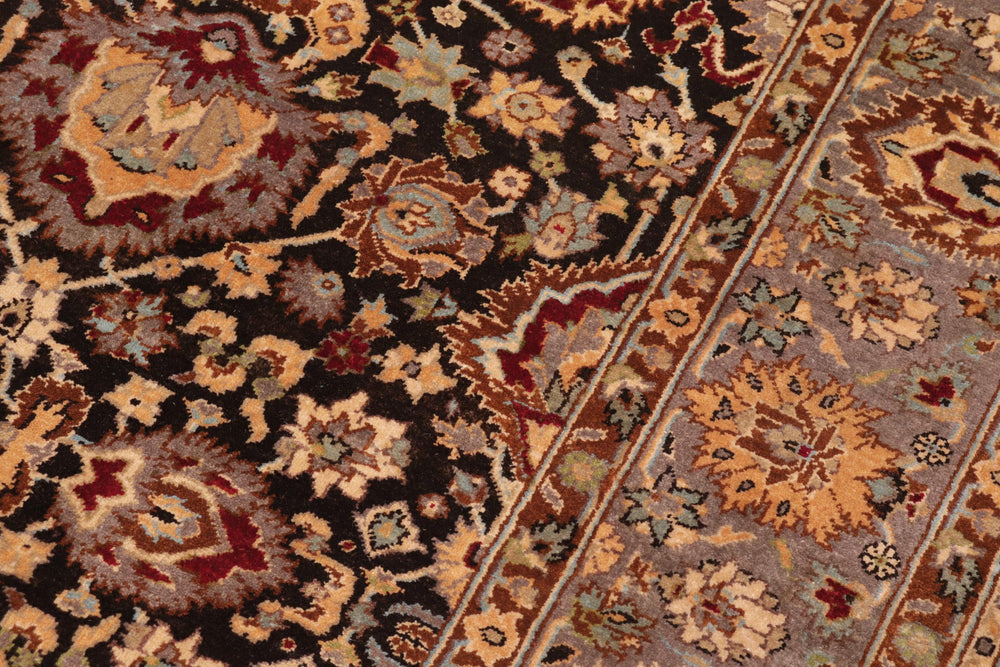 handmade Traditional Lahore Brown Lt. Brown Hand Knotted RECTANGLE 100% WOOL area rug 6' x 9'