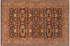 handmade Traditional Lahore Brown Lt. Brown Hand Knotted RECTANGLE 100% WOOL area rug 6' x 9'