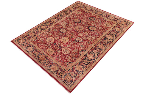 handmade Transitional Anmol Agra Red Blue Hand Knotted RECTANGLE 100% WOOL area rug 6x9