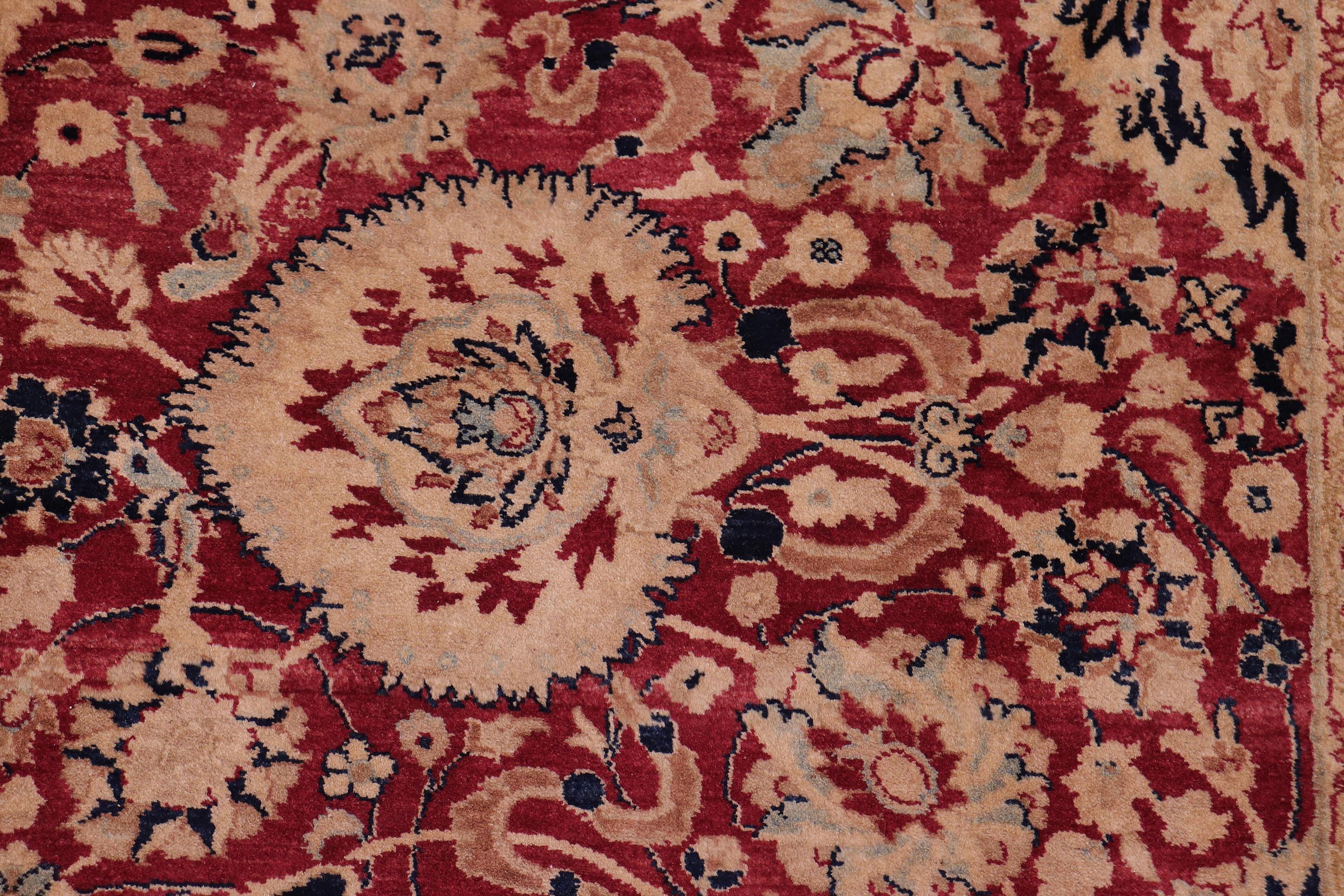 handmade Transitional Anmol Agra Red Blue Hand Knotted RECTANGLE 100% WOOL area rug 6x9