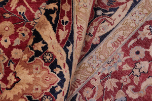 handmade Transitional Anmol Agra Red Blue Hand Knotted RECTANGLE 100% WOOL area rug 6x9