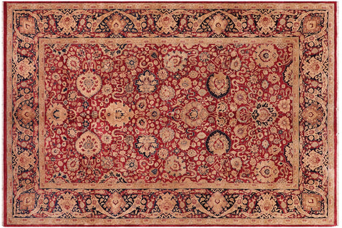 handmade Transitional Anmol Agra Red Blue Hand Knotted RECTANGLE 100% WOOL area rug 6x9