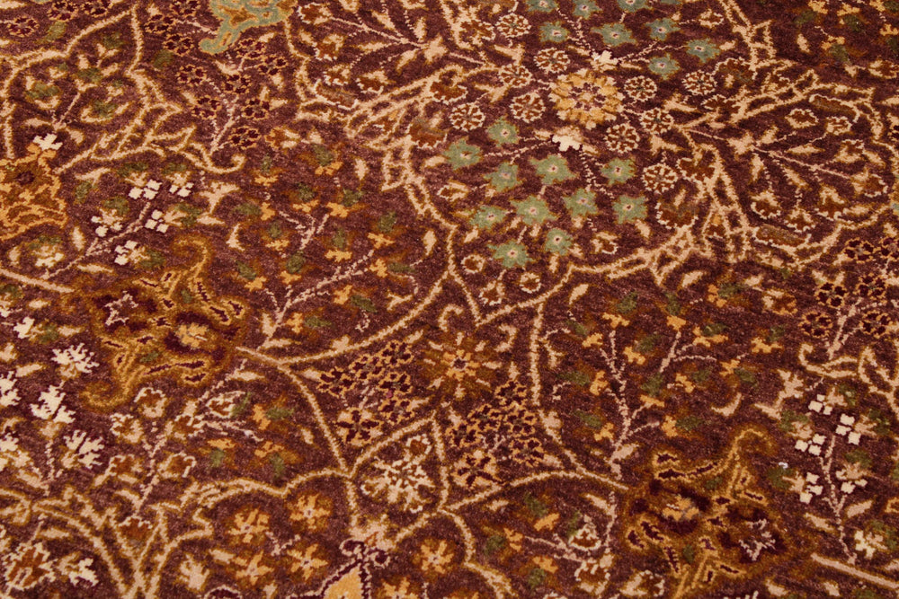 handmade Traditional New Wahid Brown Ivory Hand Knotted RECTANGLE 100% WOOL area rug 6' x 9'