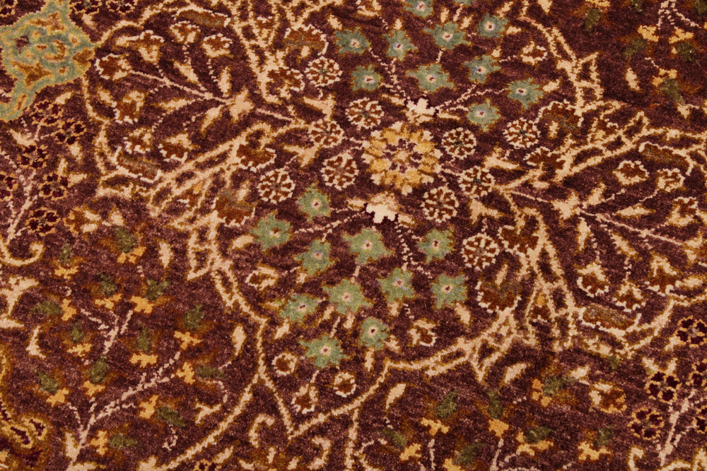 handmade Traditional New Wahid Brown Ivory Hand Knotted RECTANGLE 100% WOOL area rug 6' x 9'