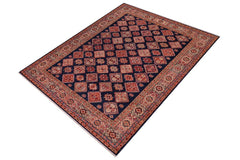 handmade Geometric Super Kazak Blue Beige Hand Knotted RECTANGLE 100% WOOL area rug 8 x 9