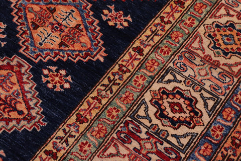 handmade Geometric Super Kazak Blue Beige Hand Knotted RECTANGLE 100% WOOL area rug 8' x 9'