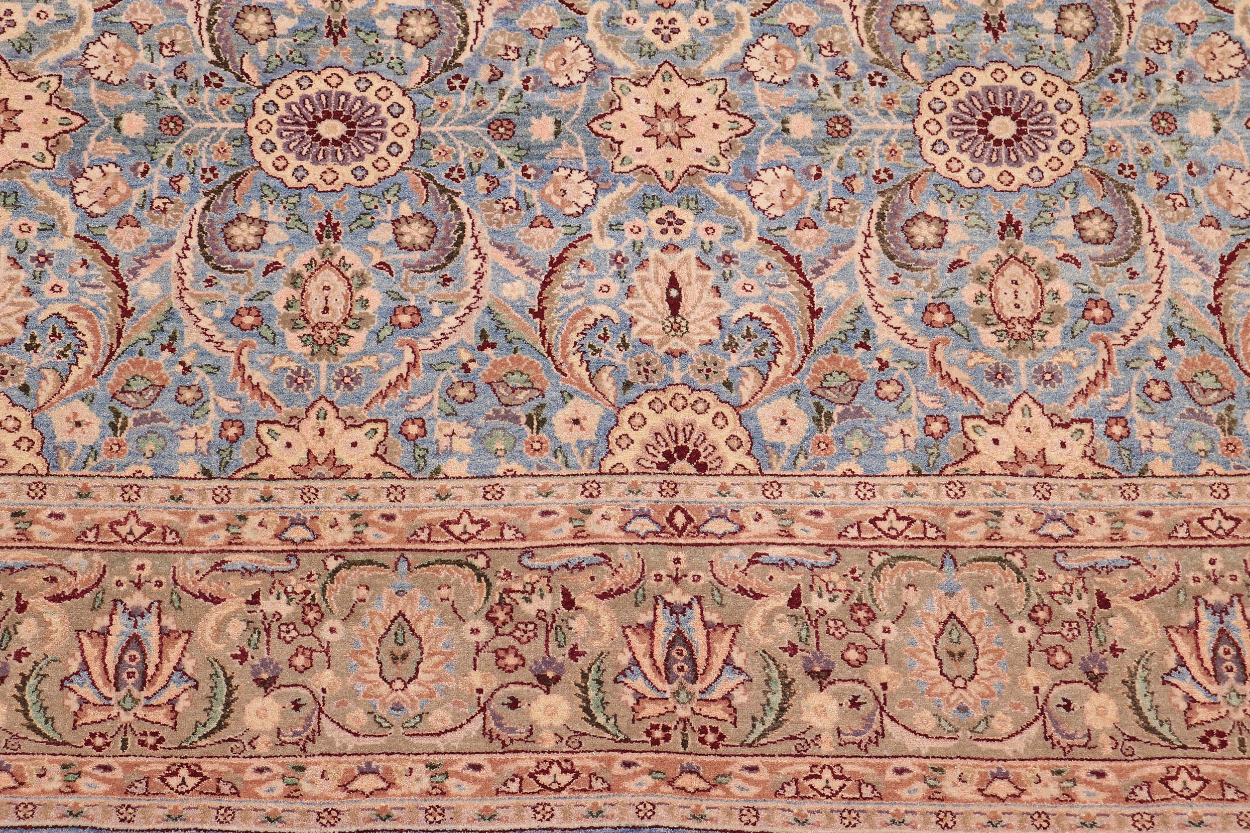 handmade Traditional Qaseem Bond Lt. Blue Lt. Green Hand Knotted RECTANGLE 100% WOOL area rug 6x9