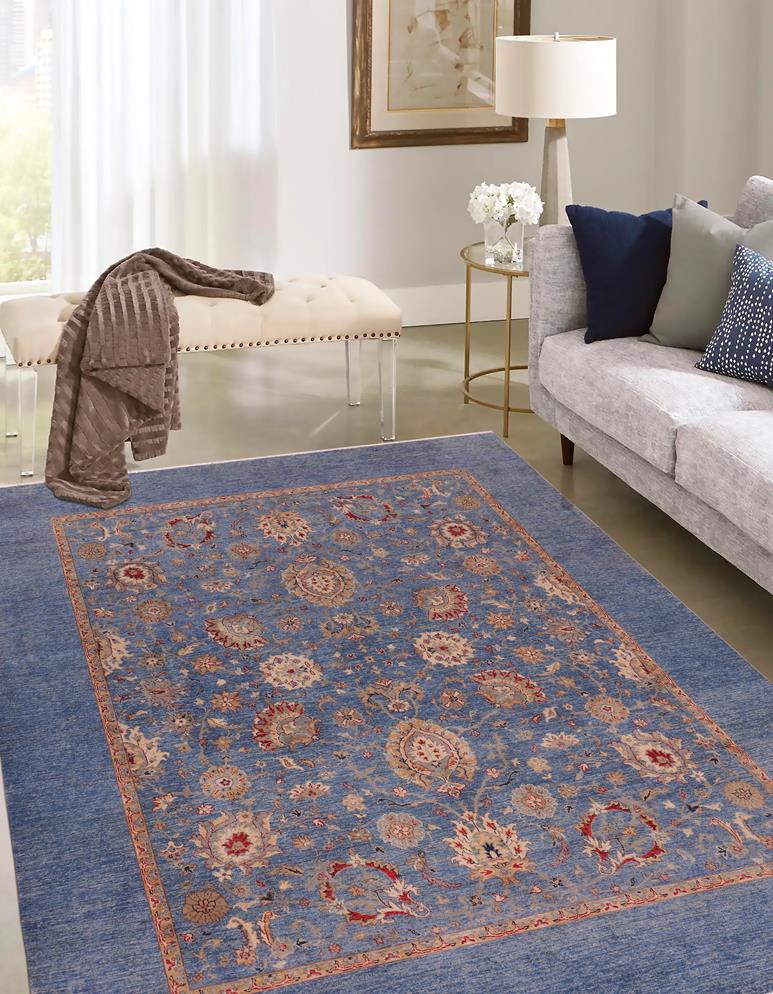 handmade Traditional Kafkaz Blue Tan Hand Knotted RECTANGLE 100% WOOL area rug 8 x 10