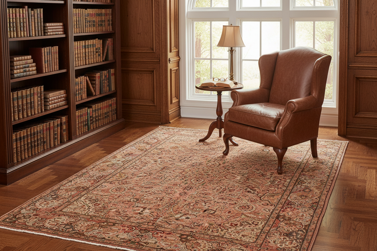 handmade Traditional Lahore Tan Lt. Brown Hand Knotted RECTANGLE WOOL&SILK area rug 6x9