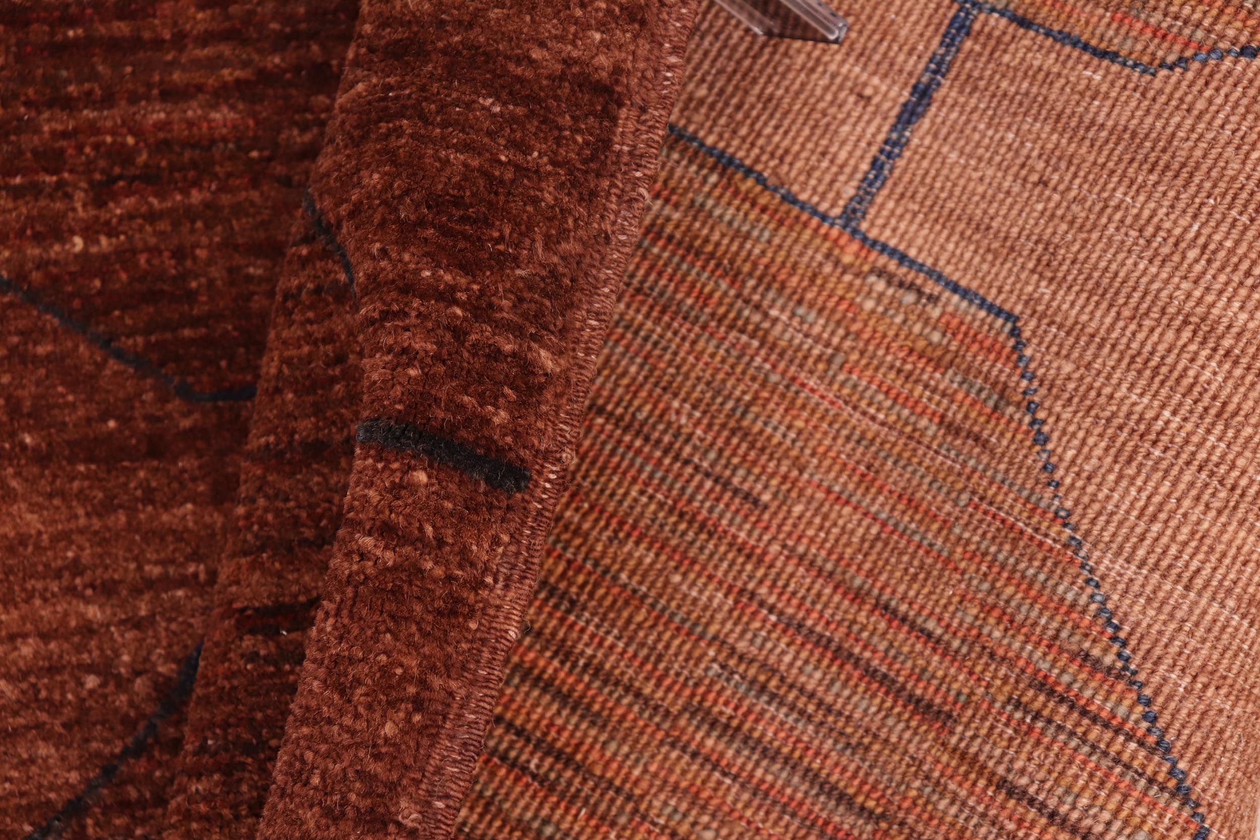 handmade Over Dyed Over Dyed Brown Blue Hand Knotted RECTANGLE 100% WOOL area rug 6' x 9'