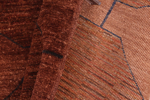 handmade Over Dyed Over Dyed Brown Blue Hand Knotted RECTANGLE 100% WOOL area rug 6' x 9'