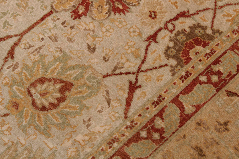 handmade Traditional Kafkaz Tan Gold Hand Knotted RECTANGLE 100% WOOL area rug 6' x 9'