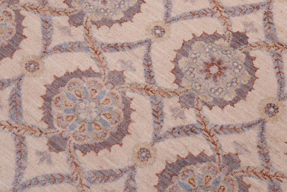 handmade Transitional Kafkaz Ivory Gray Hand Knotted RECTANGLE 100% WOOL area rug 5' x 8'