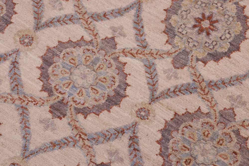 handmade Transitional Kafkaz Ivory Gray Hand Knotted RECTANGLE 100% WOOL area rug 5' x 8'