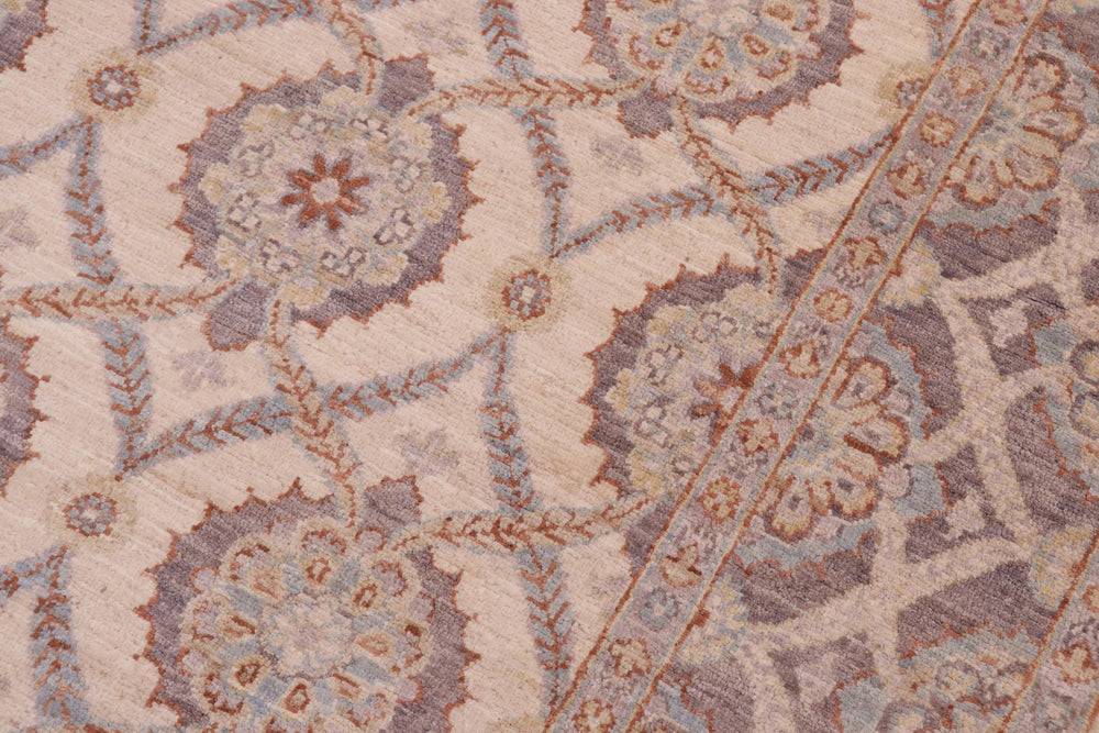 handmade Transitional Kafkaz Ivory Gray Hand Knotted RECTANGLE 100% WOOL area rug 5' x 8'