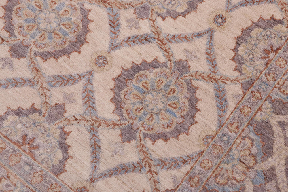handmade Transitional Kafkaz Ivory Gray Hand Knotted RECTANGLE 100% WOOL area rug 5' x 8'