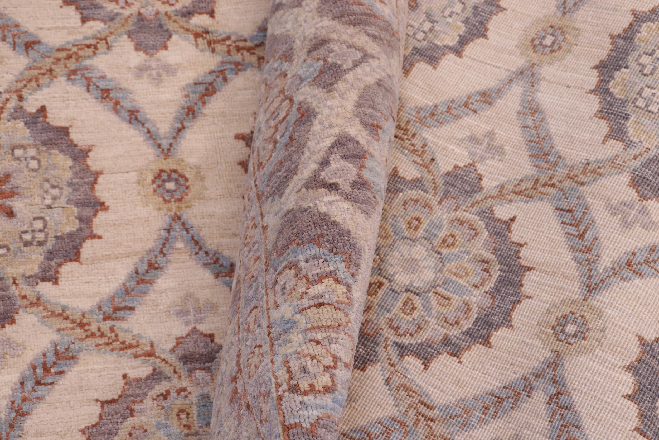 handmade Transitional Kafkaz Ivory Gray Hand Knotted RECTANGLE 100% WOOL area rug 5' x 8'