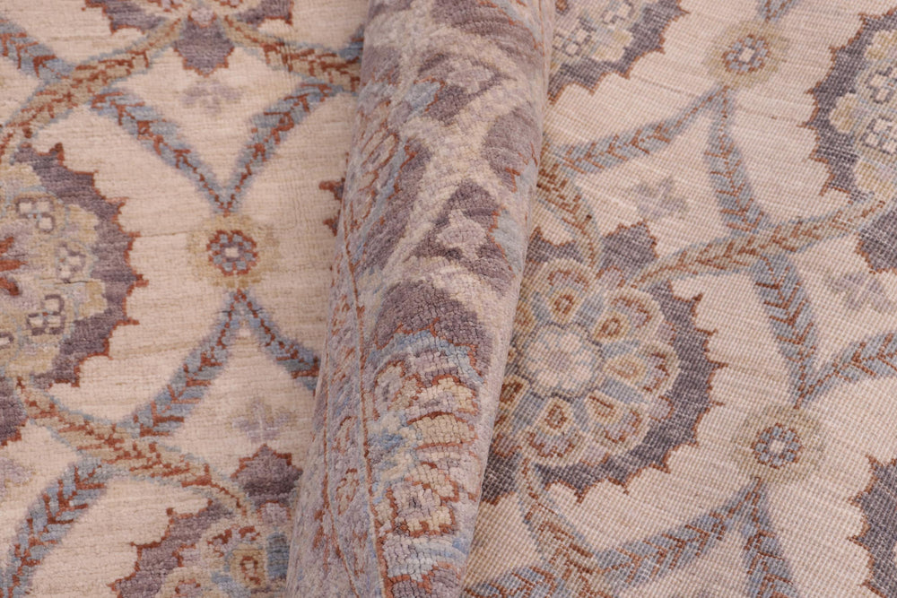 handmade Transitional Kafkaz Ivory Gray Hand Knotted RECTANGLE 100% WOOL area rug 5' x 8'