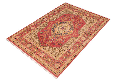 handmade Traditional Design Rust Gold Hand Knotted RECTANGLE 100% WOOL area rug 4' x 6'